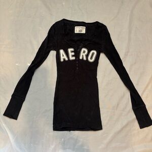 Aeropostale Black Button-Up Top